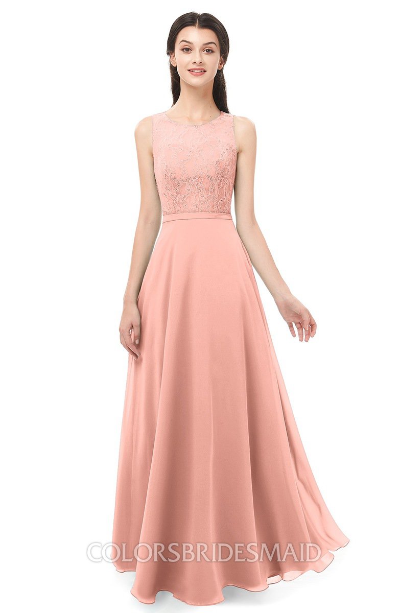 Peach Silk Gown Dress - GWU0072