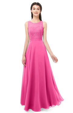 ColsBM Indigo Rose Pink Bridesmaid Dresses Sleeveless Bateau Lace Simple Floor Length Half Backless