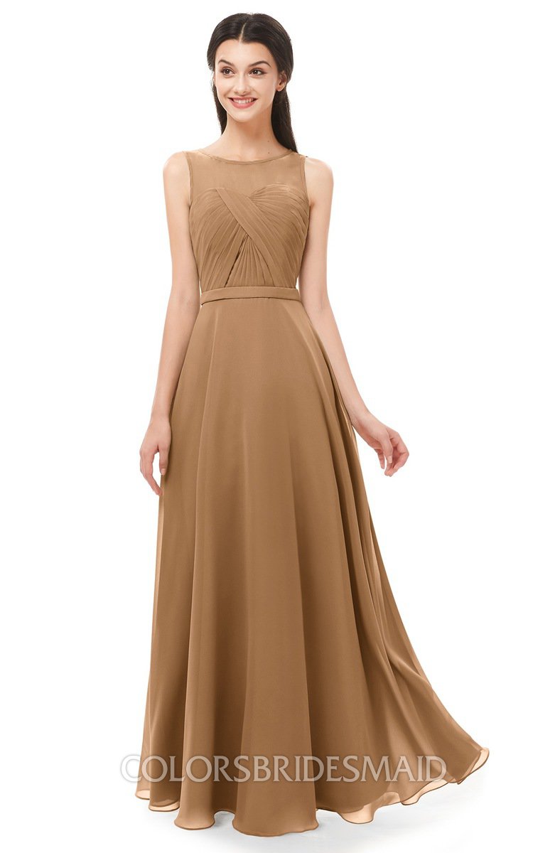 Muslin Embroidery Gown In Brown Colour