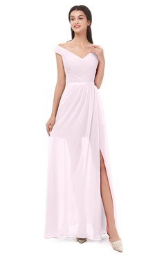 ColsBM Ariel Blush Bridesmaid Dresses A-line Short Sleeve Off The Shoulder Sash Sexy Floor Length