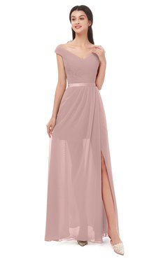 ColsBM Ariel Nectar Pink Bridesmaid Dresses A-line Short Sleeve Off The Shoulder Sash Sexy Floor Length