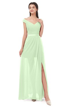 ColsBM Ariel Pale Green Bridesmaid Dresses A-line Short Sleeve Off The Shoulder Sash Sexy Floor Length