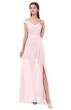 ColsBM Ariel Petal Pink Bridesmaid Dresses A-line Short Sleeve Off The Shoulder Sash Sexy Floor Length