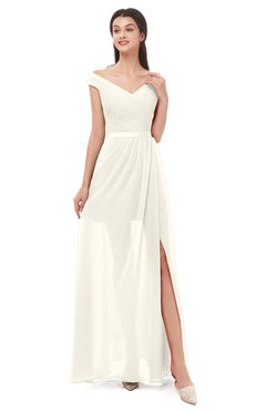 ColsBM Ariel Whisper White Bridesmaid Dresses A-line Short Sleeve Off The Shoulder Sash Sexy Floor Length