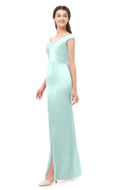 ColsBM Maryam Blue Glass Bridesmaid Dresses Mature Sheath Off The Shoulder Floor Length Half Backless Split-Front