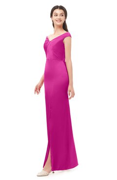 ColsBM Maryam Hot Pink Bridesmaid Dresses Mature Sheath Off The Shoulder Floor Length Half Backless Split-Front