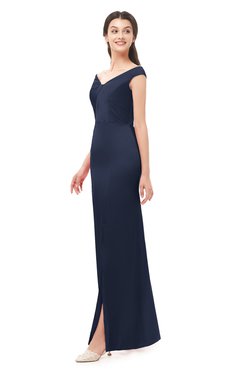ColsBM Maryam Navy Blue Bridesmaid Dresses Mature Sheath Off The Shoulder Floor Length Half Backless Split-Front