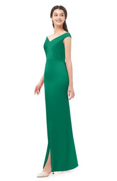 ColsBM Maryam Pepper Green Bridesmaid Dresses Mature Sheath Off The Shoulder Floor Length Half Backless Split-Front