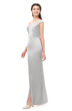 ColsBM Maryam Rainy Grey Bridesmaid Dresses Mature Sheath Off The Shoulder Floor Length Half Backless Split-Front
