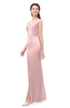ColsBM Maryam Veiled Rose Bridesmaid Dresses Mature Sheath Off The Shoulder Floor Length Half Backless Split-Front