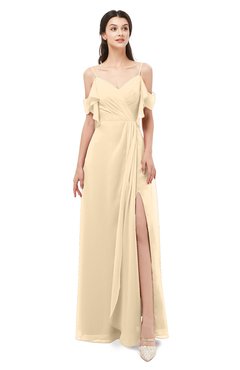 ColsBM Blair Apricot Gelato Bridesmaid Dresses Spaghetti Zipper Simple A-line Ruching Short Sleeve
