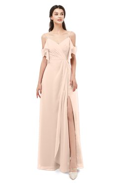 ColsBM Blair Peach Puree Bridesmaid Dresses Spaghetti Zipper Simple A-line Ruching Short Sleeve