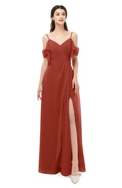 ColsBM Blair Rust Bridesmaid Dresses Spaghetti Zipper Simple A-line Ruching Short Sleeve