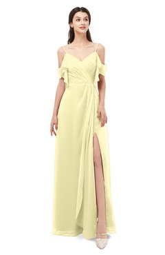 ColsBM Blair Soft Yellow Bridesmaid Dresses Spaghetti Zipper Simple A-line Ruching Short Sleeve