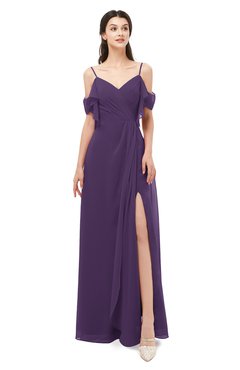 ColsBM Blair Violet Bridesmaid Dresses Spaghetti Zipper Simple A-line Ruching Short Sleeve