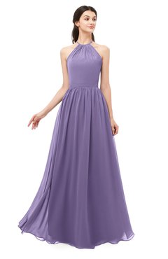 ColsBM Irene Chalk Violet Bridesmaid Dresses Sleeveless Halter Criss-cross Straps Sexy A-line Sash