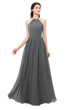 ColsBM Irene Grey Bridesmaid Dresses Sleeveless Halter Criss-cross Straps Sexy A-line Sash