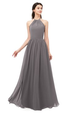 ColsBM Irene Ridge Grey Bridesmaid Dresses Sleeveless Halter Criss-cross Straps Sexy A-line Sash