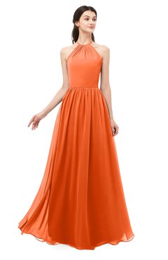 ColsBM Irene Tangerine Bridesmaid Dresses Sleeveless Halter Criss-cross Straps Sexy A-line Sash