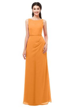 ColsBM Livia Orange Bridesmaid Dresses Sleeveless A-line Traditional Pick up Floor Length Sabrina