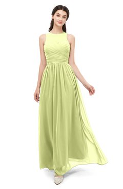ColsBM Astrid Lime Sherbet Bridesmaid Dresses A-line Ruching Sheer Floor Length Zipper Mature