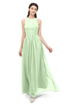 ColsBM Astrid Pale Green Bridesmaid Dresses A-line Ruching Sheer Floor Length Zipper Mature