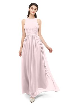 ColsBM Astrid Petal Pink Bridesmaid Dresses A-line Ruching Sheer Floor Length Zipper Mature