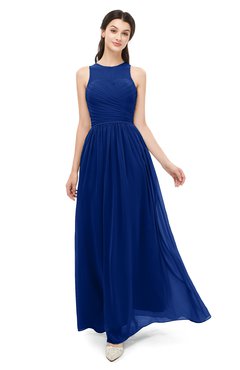 ColsBM Astrid Sodalite Blue Bridesmaid Dresses A-line Ruching Sheer Floor Length Zipper Mature