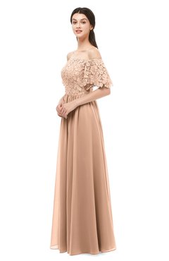 ColsBM Ingrid Almost Apricot Bridesmaid Dresses Half Backless Glamorous A-line Strapless Short Sleeve Pleated