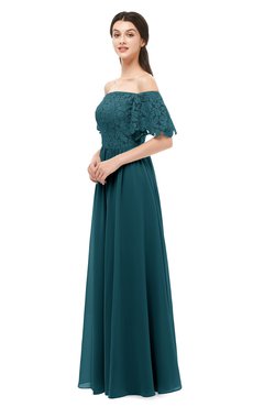 ColsBM Ingrid Blue Green Bridesmaid Dresses Half Backless Glamorous A-line Strapless Short Sleeve Pleated