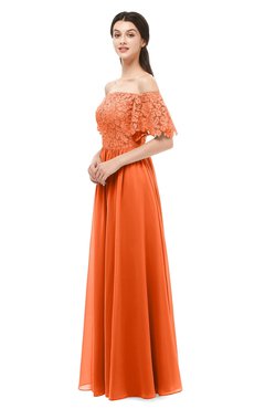 ColsBM Ingrid Tangerine Bridesmaid Dresses Half Backless Glamorous A-line Strapless Short Sleeve Pleated