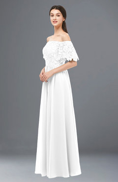 ColsBM Ingrid White Bridesmaid Dresses Half Backless Glamorous A-line Strapless Short Sleeve Pleated