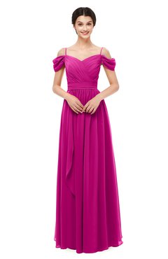 ColsBM Skylar Hot Pink Bridesmaid Dresses Spaghetti Sexy Zip up Floor Length A-line Pleated
