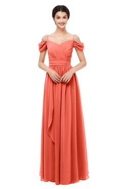 ColsBM Skylar Living Coral Bridesmaid Dresses Spaghetti Sexy Zip up Floor Length A-line Pleated