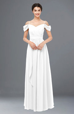 ColsBM Skylar White Bridesmaid Dresses Spaghetti Sexy Zip up Floor Length A-line Pleated