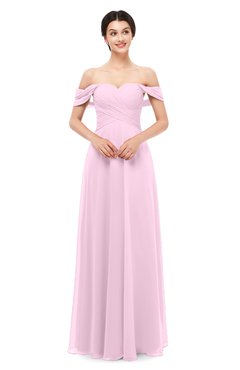 ColsBM Lydia Baby Pink Bridesmaid Dresses Sweetheart A-line Floor Length Modern Ruching Short Sleeve