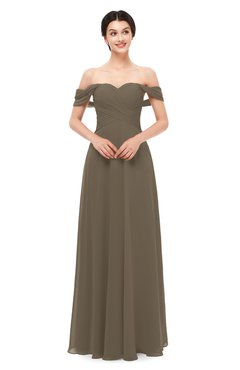 ColsBM Lydia Carafe Brown Bridesmaid Dresses Sweetheart A-line Floor Length Modern Ruching Short Sleeve