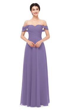 ColsBM Lydia Chalk Violet Bridesmaid Dresses Sweetheart A-line Floor Length Modern Ruching Short Sleeve