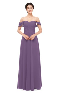 ColsBM Lydia Eggplant Bridesmaid Dresses Sweetheart A-line Floor Length Modern Ruching Short Sleeve