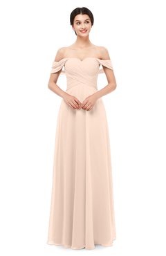 ColsBM Lydia Fresh Salmon Bridesmaid Dresses Sweetheart A-line Floor Length Modern Ruching Short Sleeve