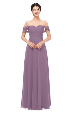 ColsBM Lydia Mauve Bridesmaid Dresses Sweetheart A-line Floor Length Modern Ruching Short Sleeve