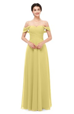 ColsBM Lydia Misted Yellow Bridesmaid Dresses Sweetheart A-line Floor Length Modern Ruching Short Sleeve