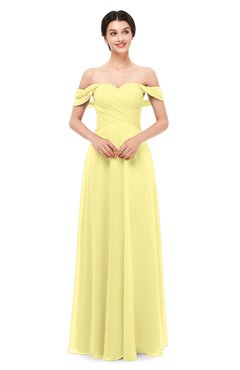 ColsBM Lydia Pastel Yellow Bridesmaid Dresses Sweetheart A-line Floor Length Modern Ruching Short Sleeve