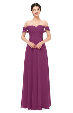 ColsBM Lydia Raspberry Bridesmaid Dresses Sweetheart A-line Floor Length Modern Ruching Short Sleeve