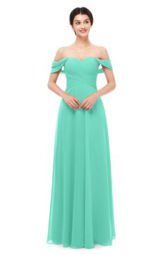ColsBM Lydia Seafoam Green Bridesmaid Dresses Sweetheart A-line Floor Length Modern Ruching Short Sleeve