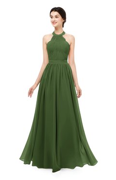 ColsBM Marley Garden Green Bridesmaid Dresses Floor Length Illusion Sleeveless Ruching Romantic A-line
