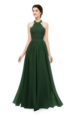 ColsBM Marley Hunter Green Bridesmaid Dresses Floor Length Illusion Sleeveless Ruching Romantic A-line