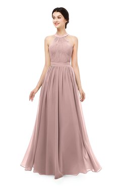 ColsBM Marley Nectar Pink Bridesmaid Dresses Floor Length Illusion Sleeveless Ruching Romantic A-line
