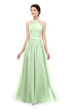ColsBM Marley Pale Green Bridesmaid Dresses Floor Length Illusion Sleeveless Ruching Romantic A-line