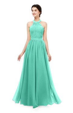 ColsBM Marley Seafoam Green Bridesmaid Dresses Floor Length Illusion Sleeveless Ruching Romantic A-line